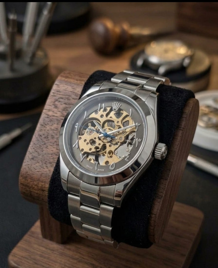 Rolex Day-Date Arabic Dial Automatic Silver Watch