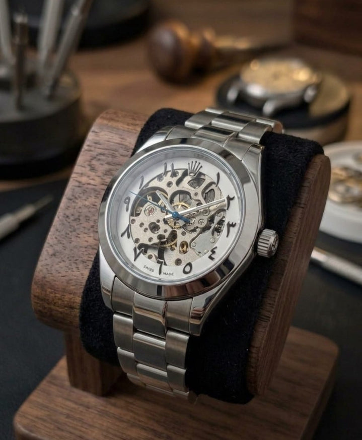 Rolex Day-Date Arabic Dial Automatic Silver Watch